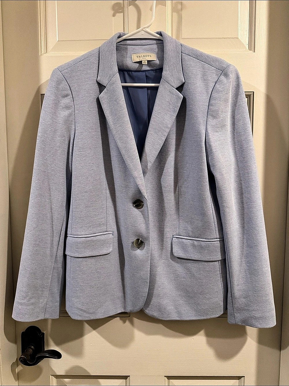 Talbots Textured Two-Button Blazer, Light Blue, NWOT, Size 12